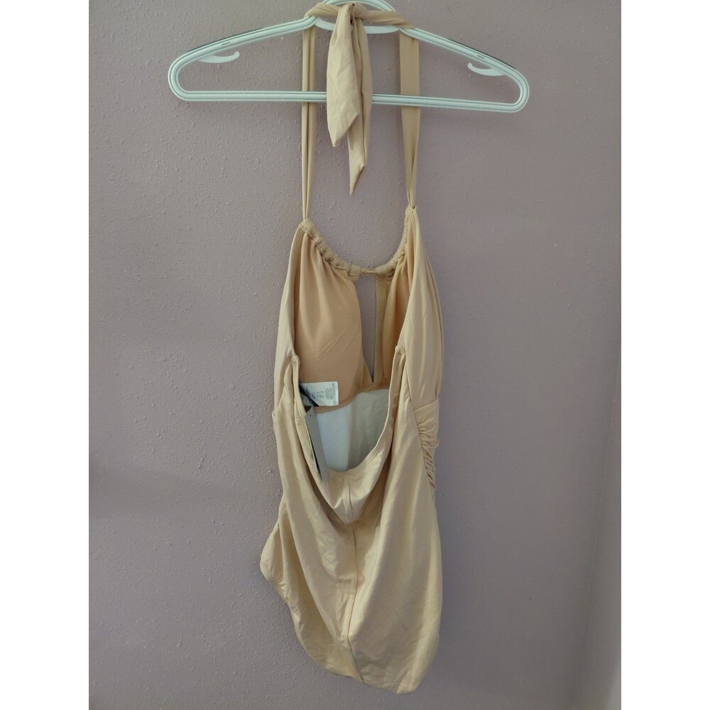 Kenneth Cole Tummy Toner One Piece Nude Swimsuit Sz L New With Tags Halter Top - Picture 4 of 13